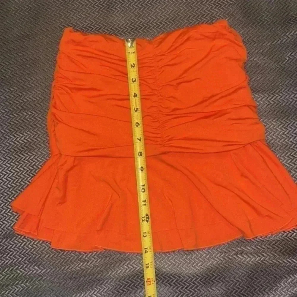 Easisi M Size L Orange Stretchy Ruffled Skirt Size Small NWT - Picture 6 of 7